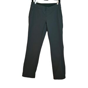 Athleta slim straight pants size 6P petite dark Army green grey